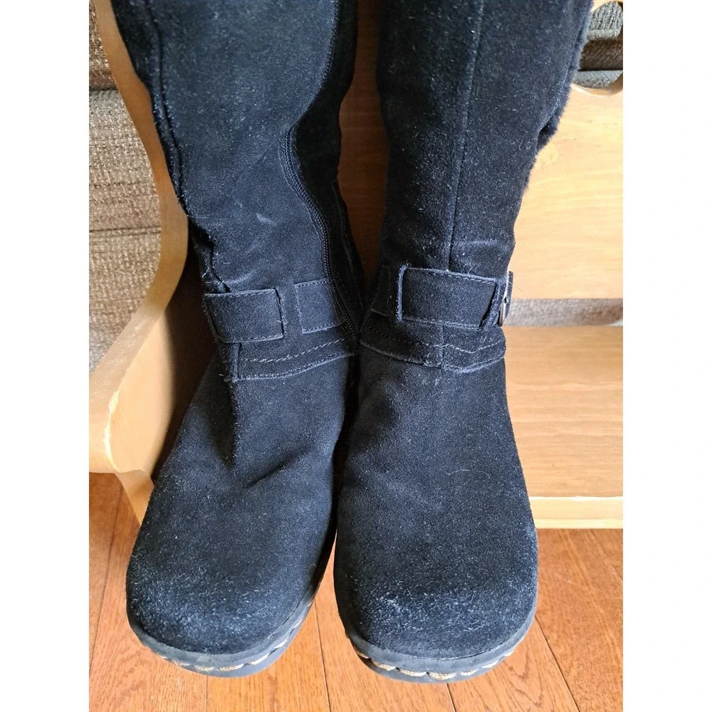 Baretraps Women's Catchy Tall Boots  10 M Black Suede Leather Faux Fur Lining